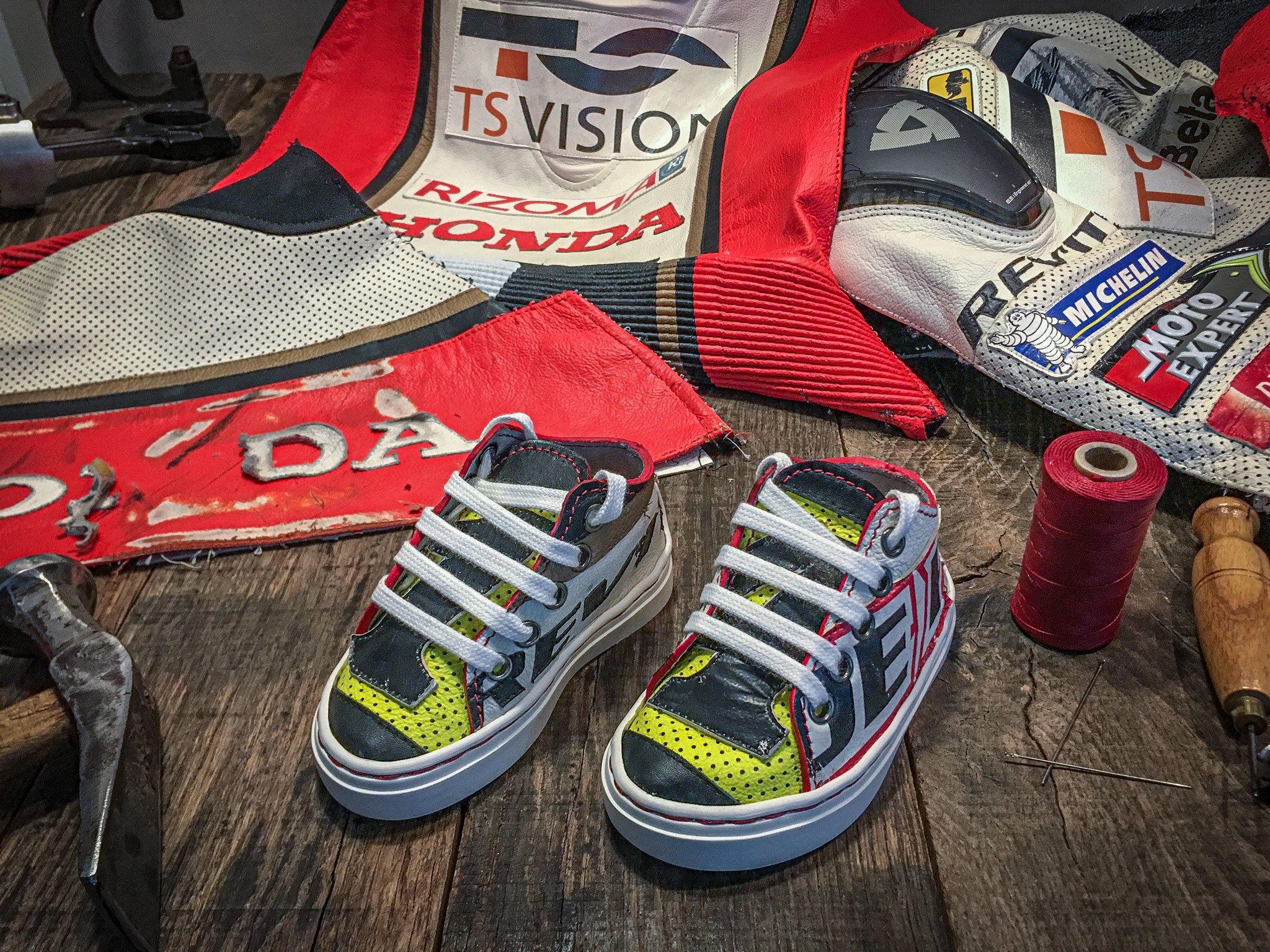 The Randy de Puniet MotoGP suit baby sneakers