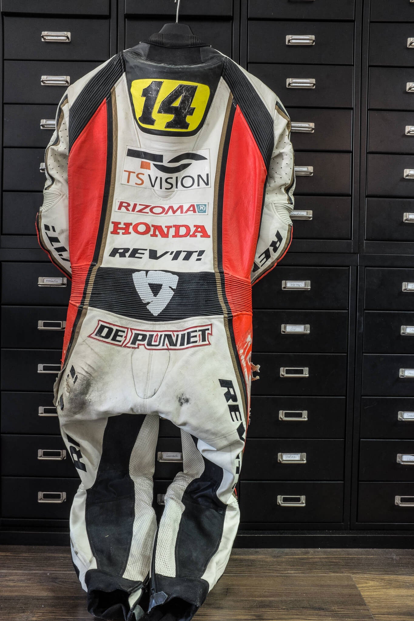 The 2008 MotoGP suit of Randy de Puniet