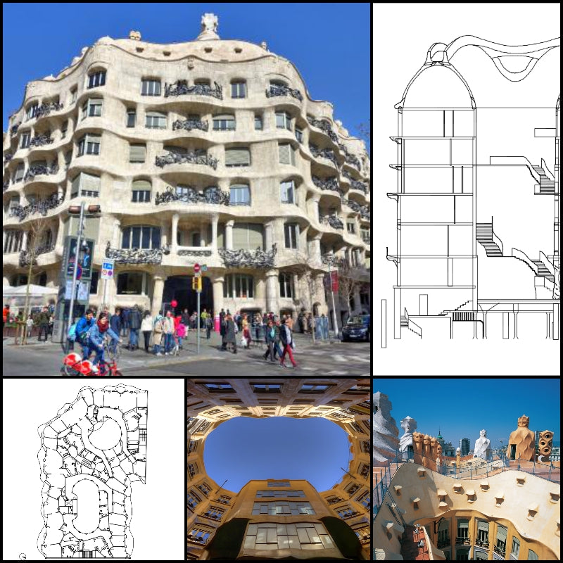 【World Famous Architecture CAD Drawings】🕌 Casa Mila-Antoni Gaudi