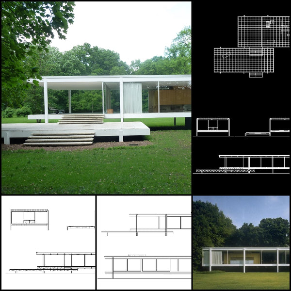 World Famous Architecture Cad Drawings Farnsworth House Ludwig Mies Van Der Rohe