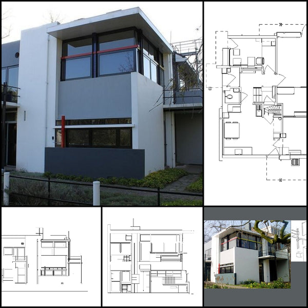 World Famous Architecture Cad Drawings Schroder House Gerrit Rietveld