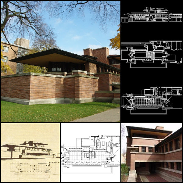 World Famous Architecture Cad Drawings Frank Lloyd Wright Robie House