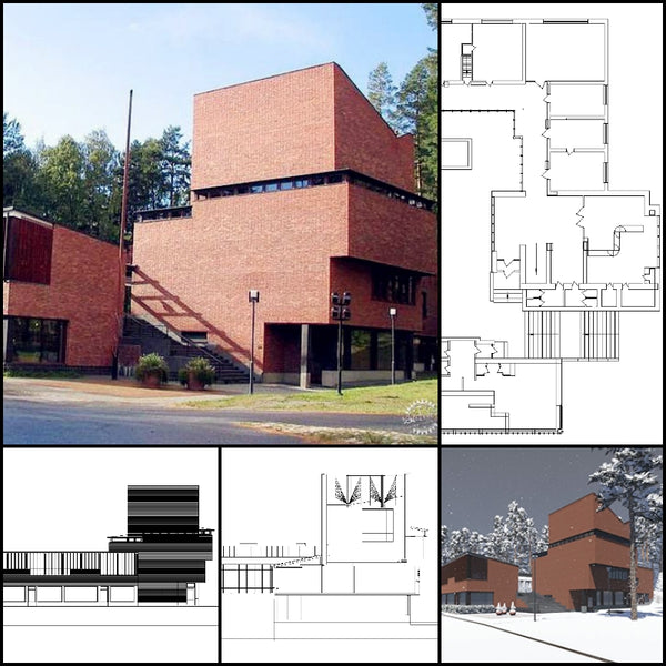 World Famous Architecture Cad Drawings Saynatsalo Town Hall Alvar Aalto