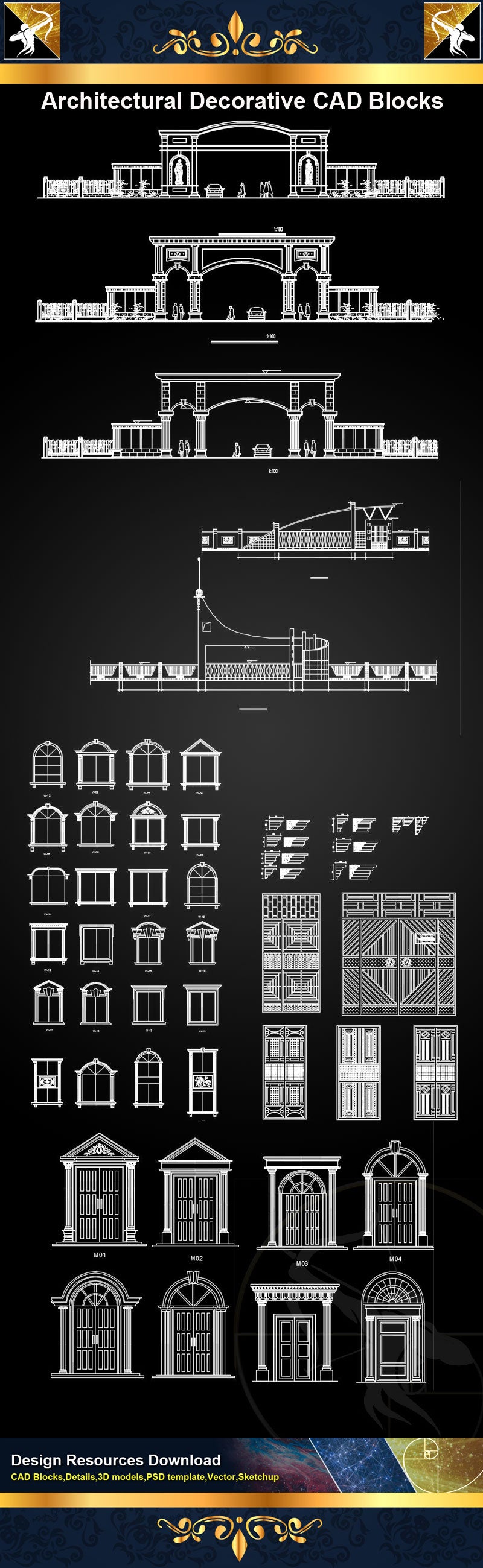 Architectural Decorative CAD Blocks Bundle