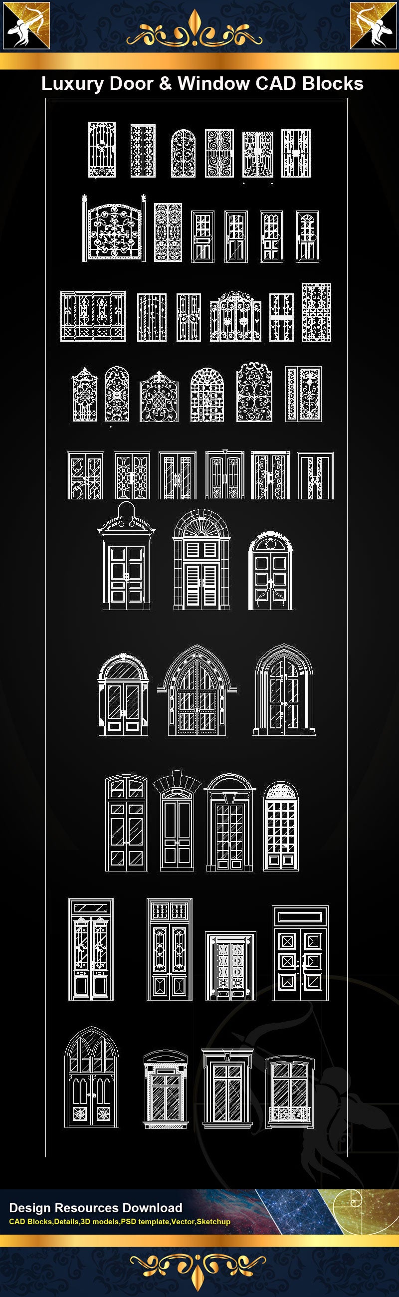 Luxury Door & Window Design elements Door frames,panels Decorative mantel pieces 