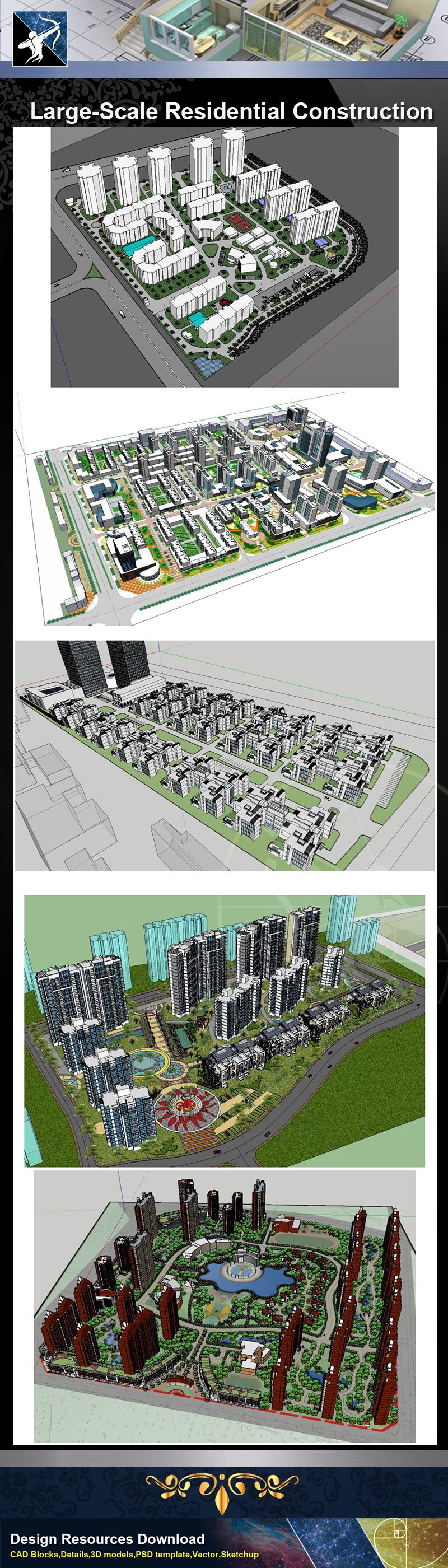 ★Sketchup 3D Models-Large-Scale Residential Construction and Landscape Sketchup Models