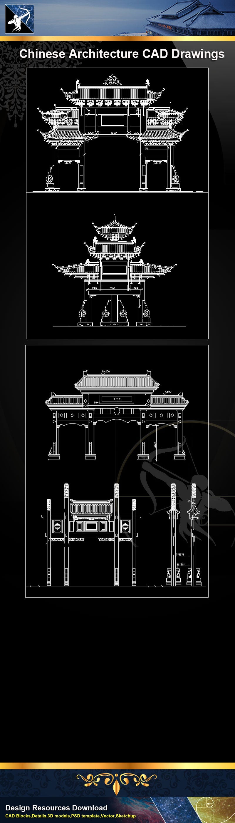 Chinese Architecture Drawing|Chinese Temple|Chinese Tower|Chinese building elevation|Chinese Traditional Architecture CAD Drawings