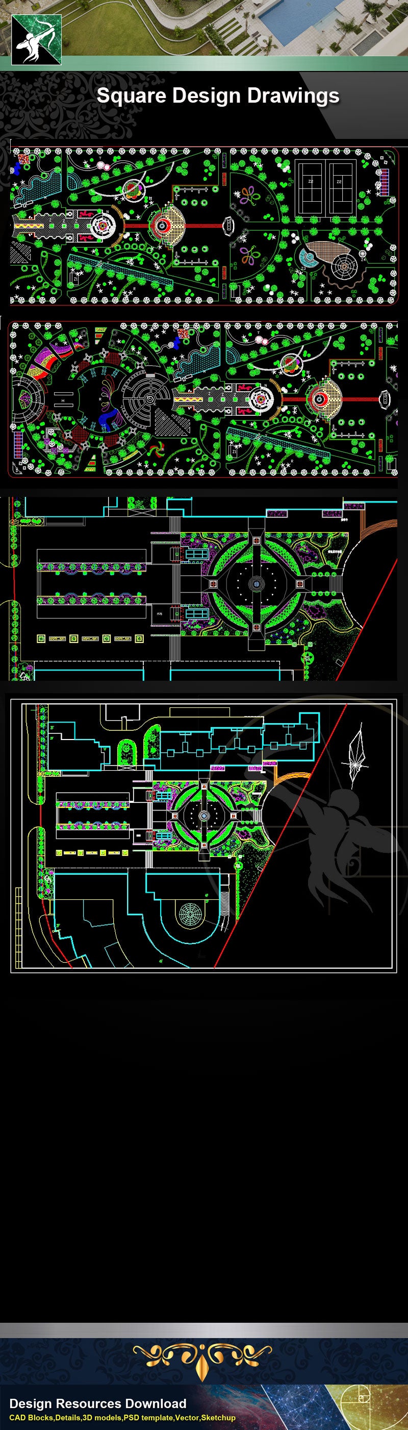 ★Square Design-Landscape CAD Drawings V.3