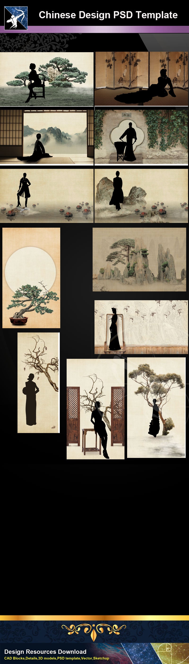 Photoshop PSD Chinese Design Templates “PSD” files can be used in chinese art design.