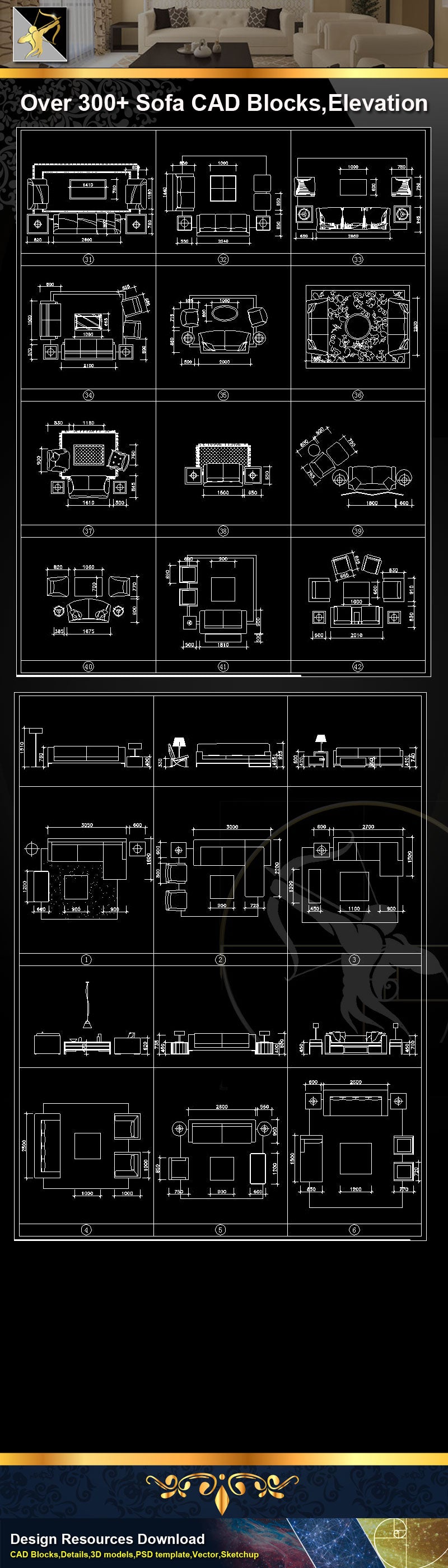 Sofa CAD Blocks,Sofa Elevation,Sofa Design