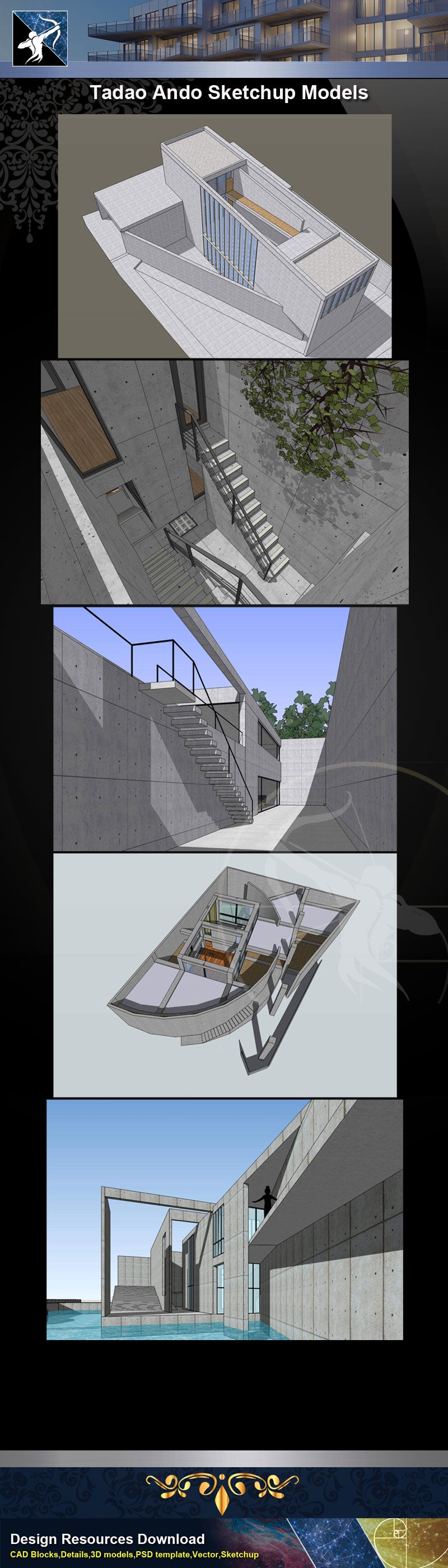 ★★Famous Architecture -Tadao Ando Sketchup 3D Models