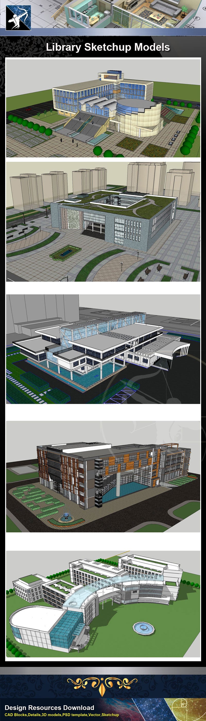 ★Sketchup 3D Models-15 Types of Library Sketchup Models