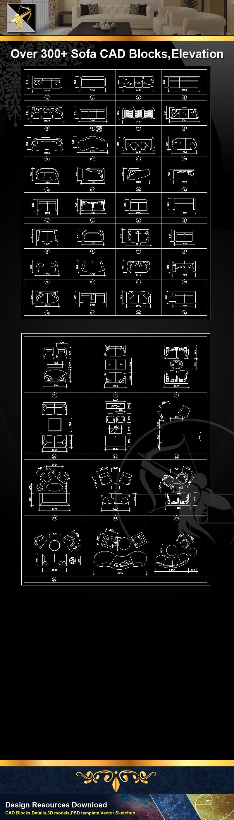 Sofa CAD Blocks,Sofa Elevation,Sofa Design