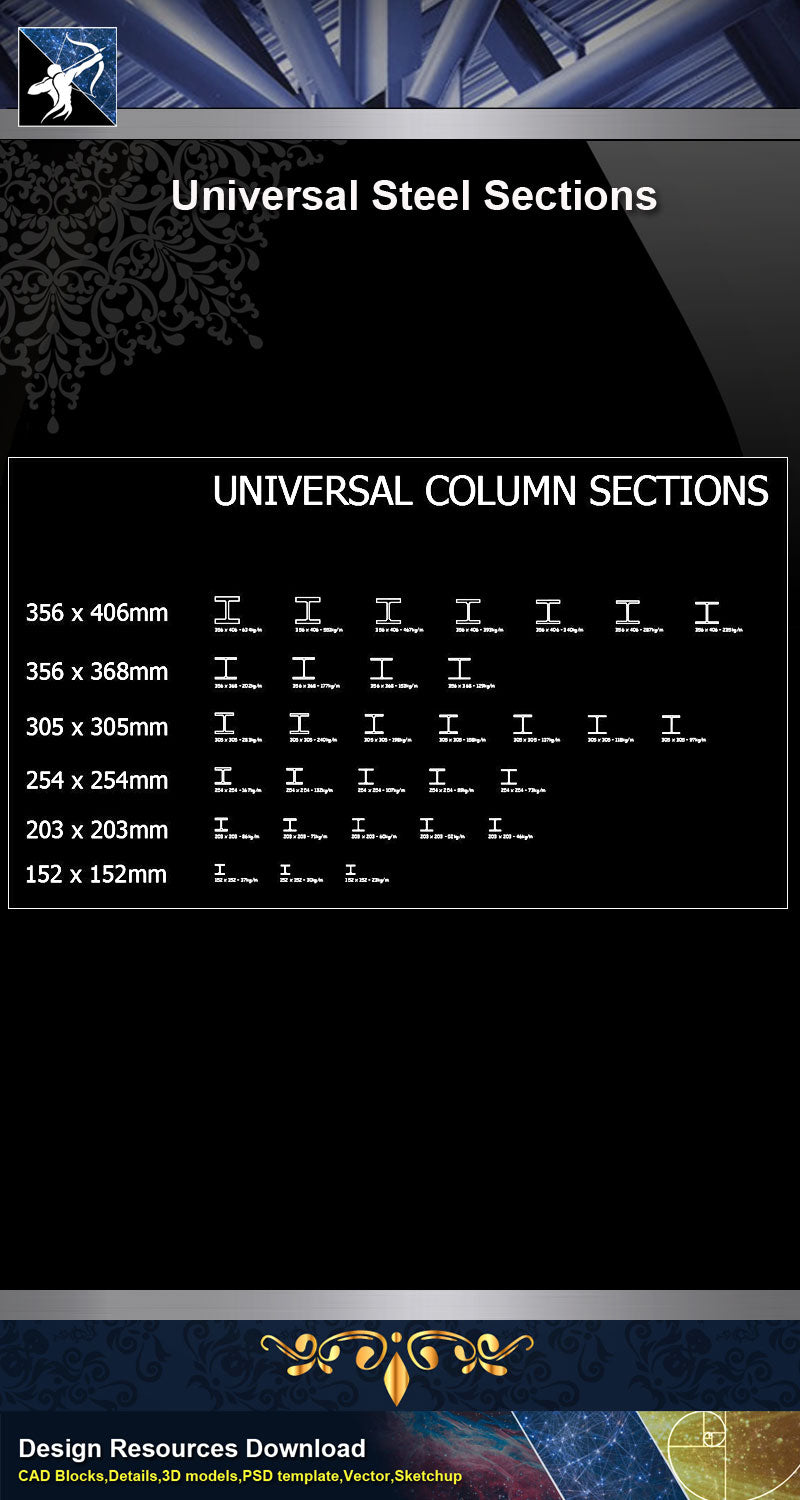 【Free Steel Structure Details】Universal Steel Sections 2