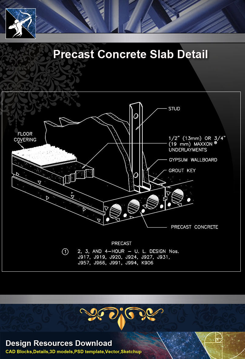 【Free Architecture Details】Precast Concrete Slab Detail