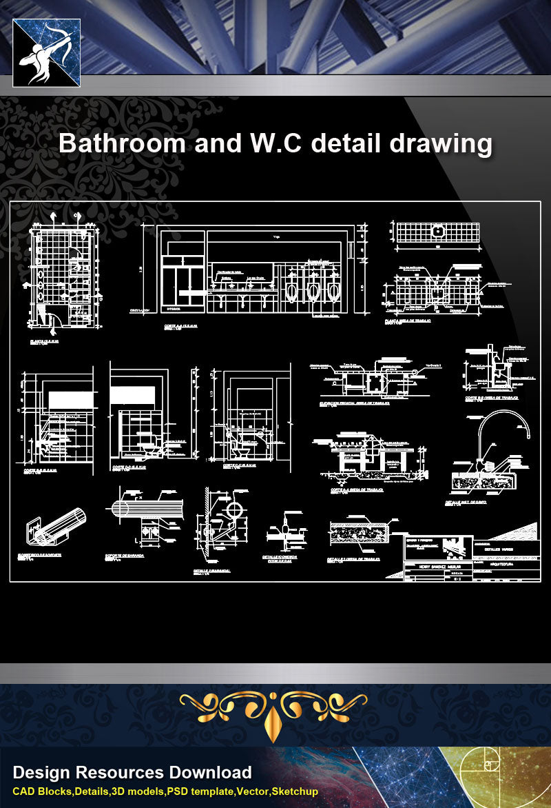 Bathroom and W.C detail drawing