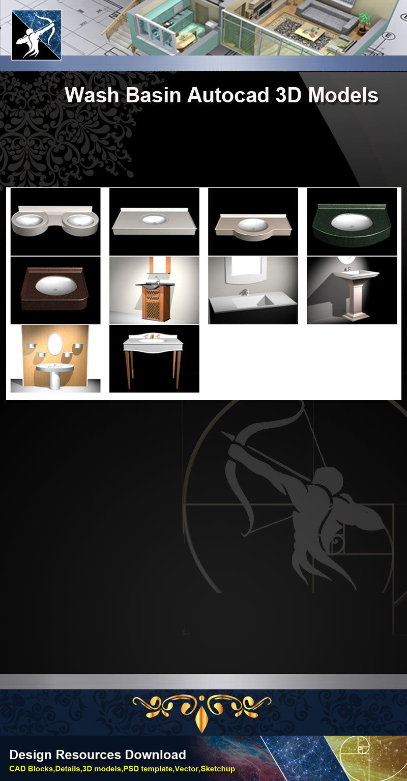 ★AutoCAD 3D Models-Wash basin Autocad 3D Models