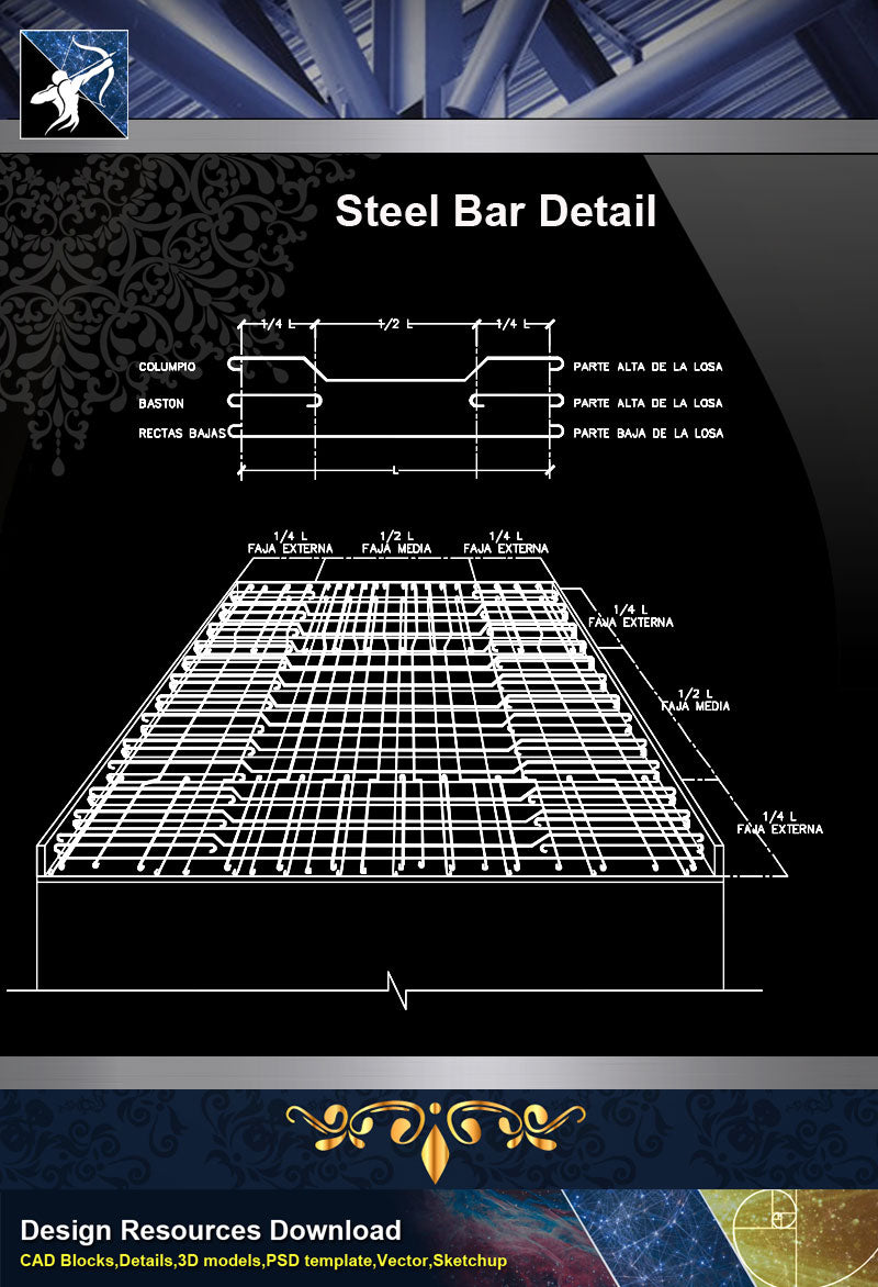 【Free Steel Structure Details】Steel Bar Detail