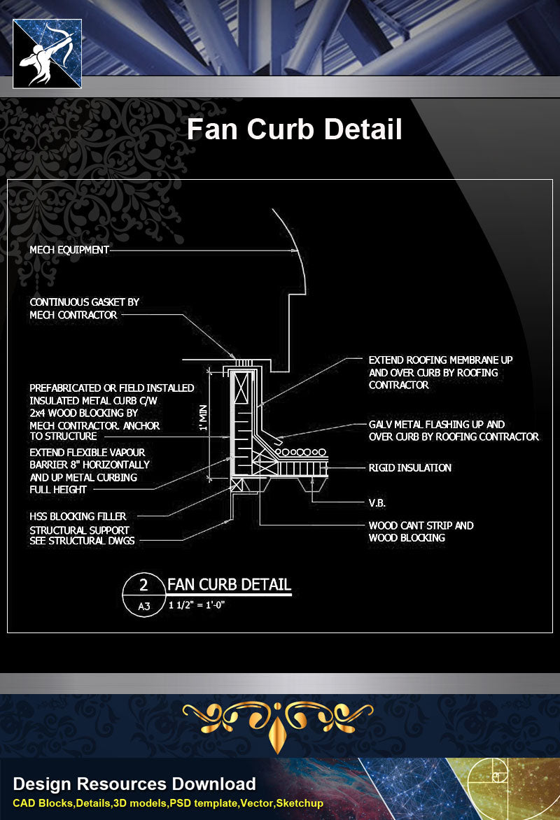 【Free Curtain Wall Details】Fan Curb Detail