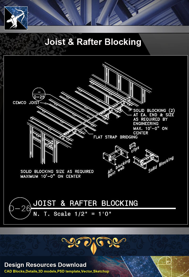 ★【Free Architecture Details】Joist & Rafter Blocking