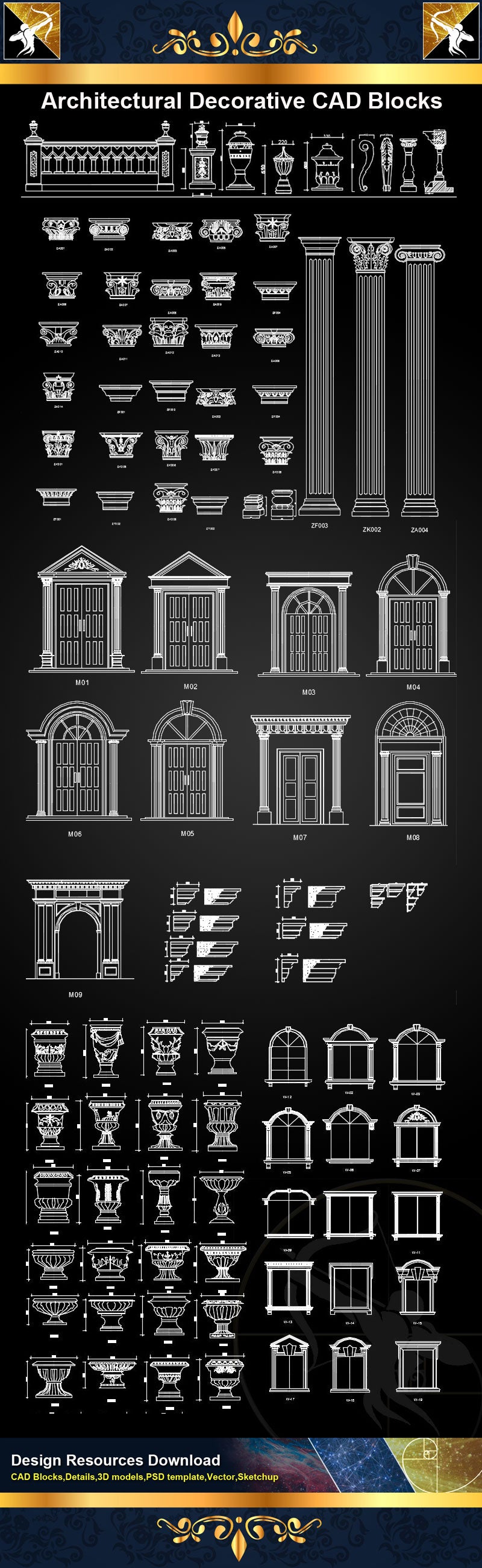 Architectural Decorative CAD Blocks Bundle