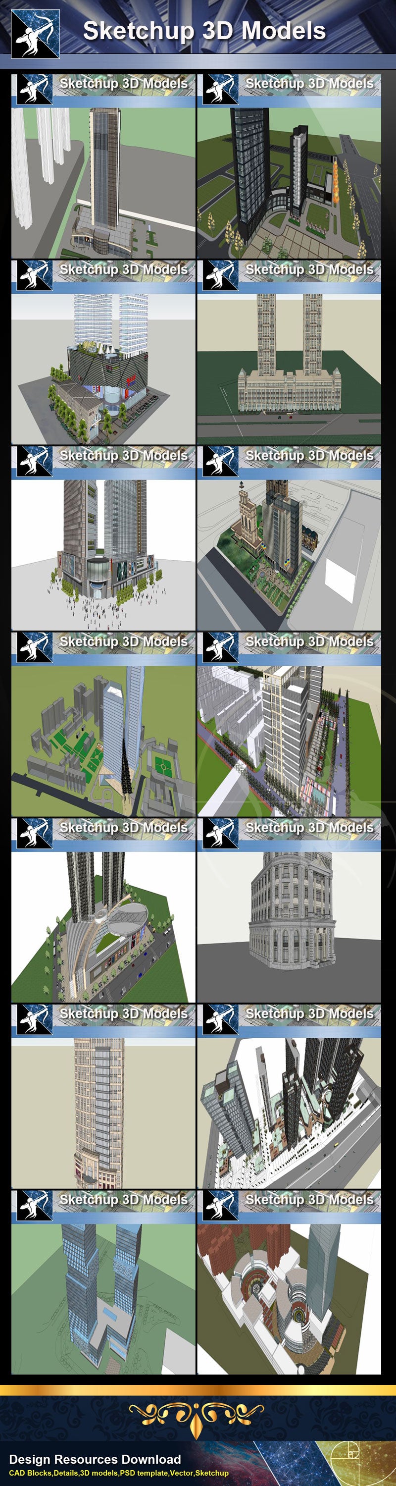 ★Total 98 Types of Commercial,Residential Building Sketchup 3D Models Collection(Best Recommanded!!)