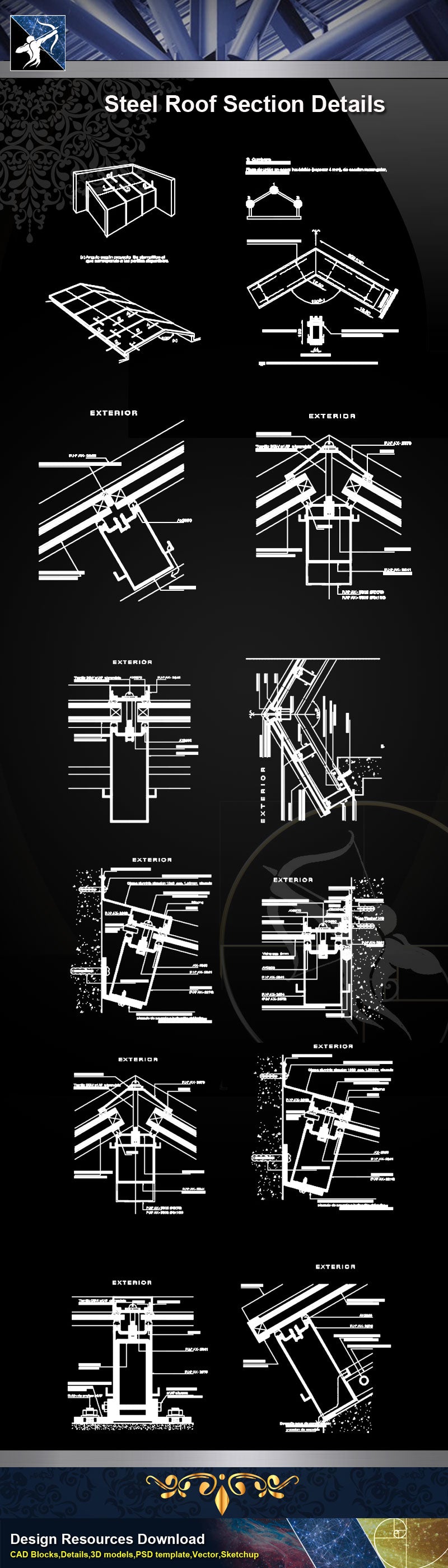 【Steel Structure Details】Steel Roof Section Details