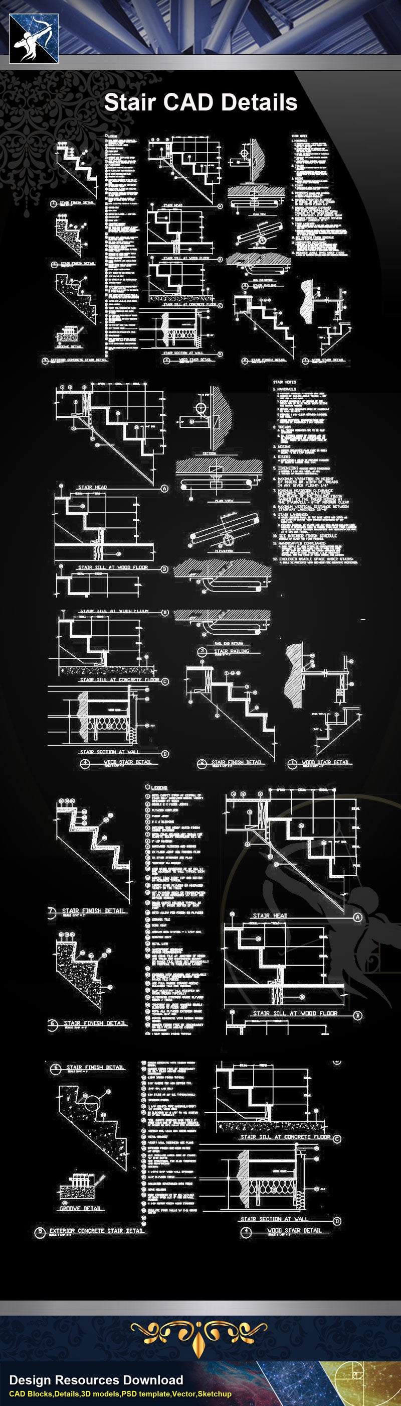 ★【Stair Details】Stair CAD Details