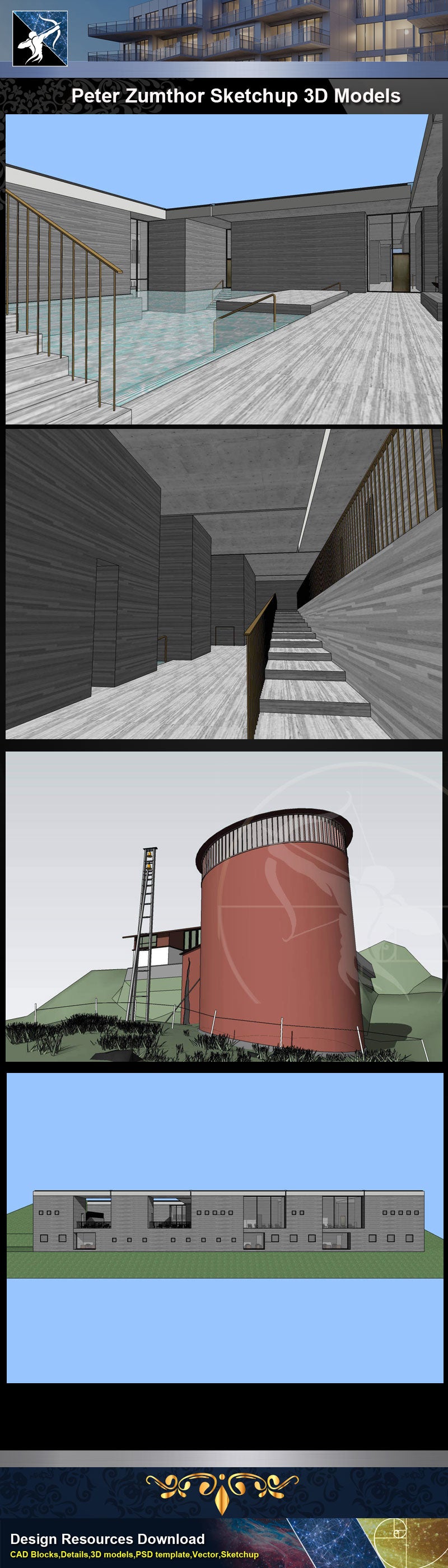 ★Famous Architecture -Peter Zumthor Sketchup 3D Models
