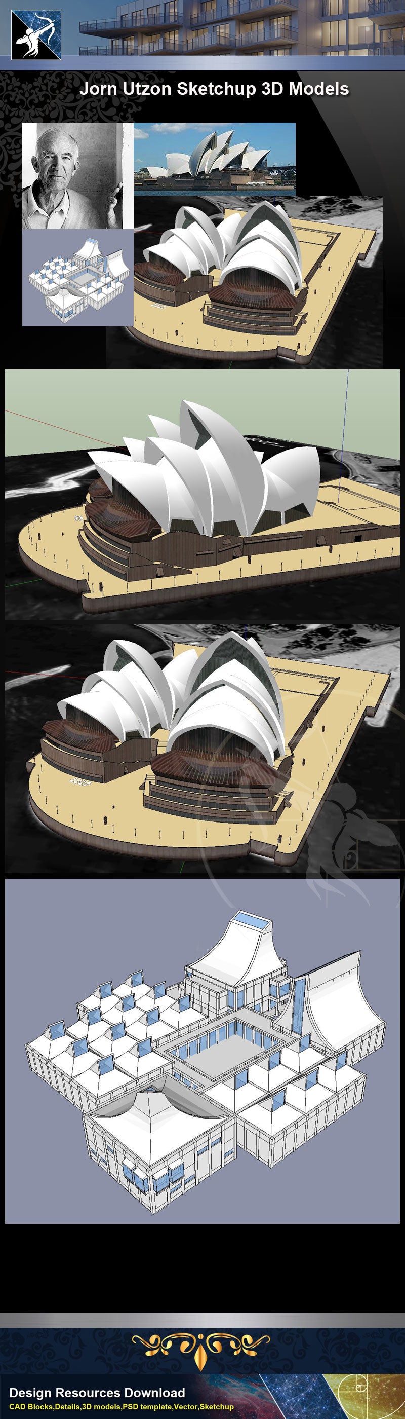 ★Famous Architecture -Jorn Utzon Sketchup 3D Models