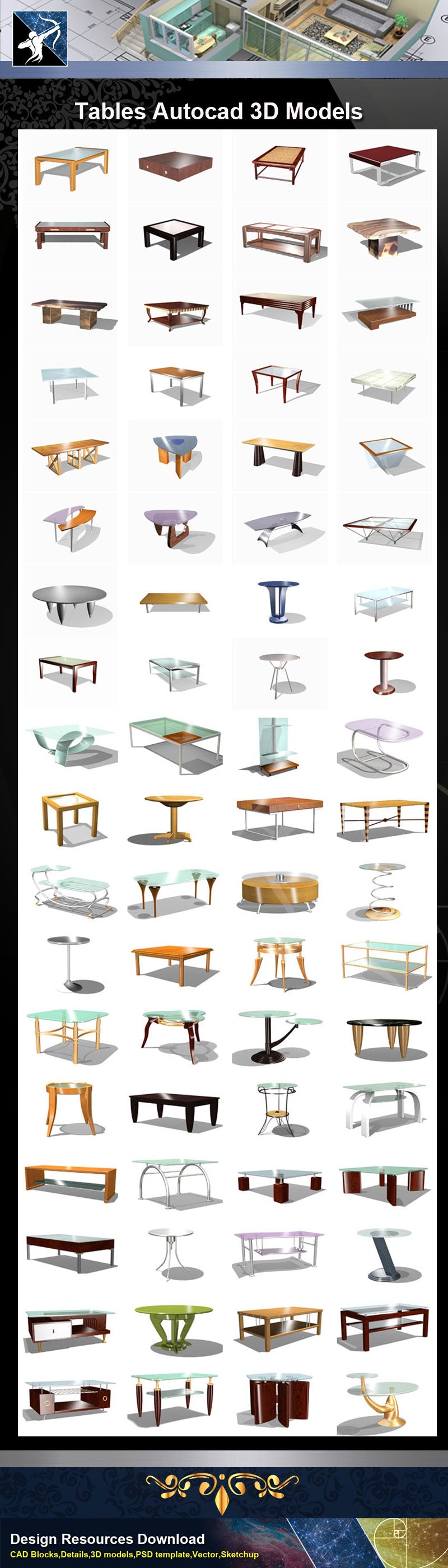 Tables Autocad 3D Models