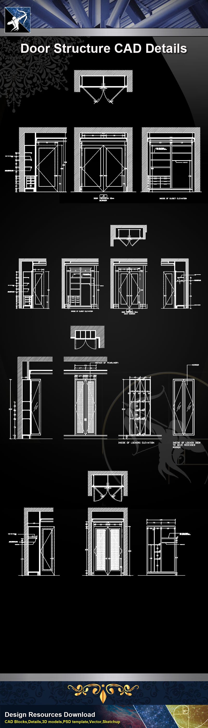 【Door Details】Door Structure Details-Door Details, Door CAD Details,Door plan,Door elevation-Architecture Details,CAD Details,Construction Details and Drawings