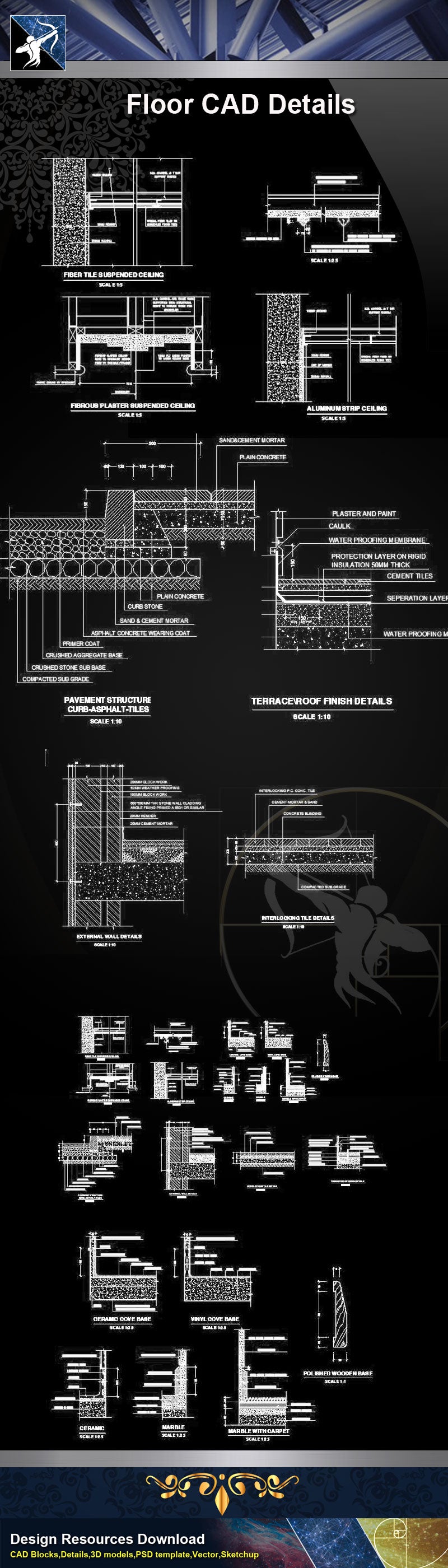【 Floor Details】Flooring CAD Details Collection