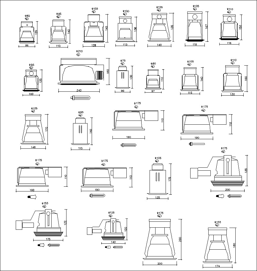 ★【Downlight Autocad Blocks】-All kinds of Lighting Autocad Blocks Collection