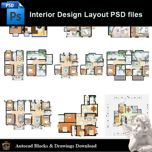 Interior Design Layout Photoshop PSD,Furniture PSD,Room plan PSD