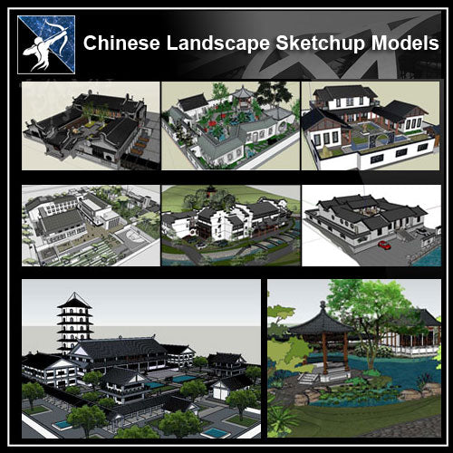 ★【20 Types Chinese Landscape Sketchup 3D Models】