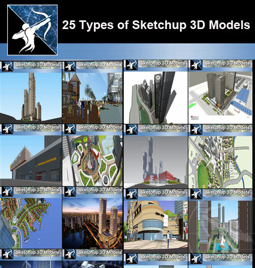 ★Best 25 Types of Mix Commercial,Residential Building Sketchup 3D Models Collection(Recommanded!!)