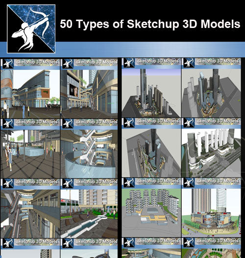 ★Best 50 Types of City Design,Commercial Building Sketchup 3D Models Collection(Recommanded!!)