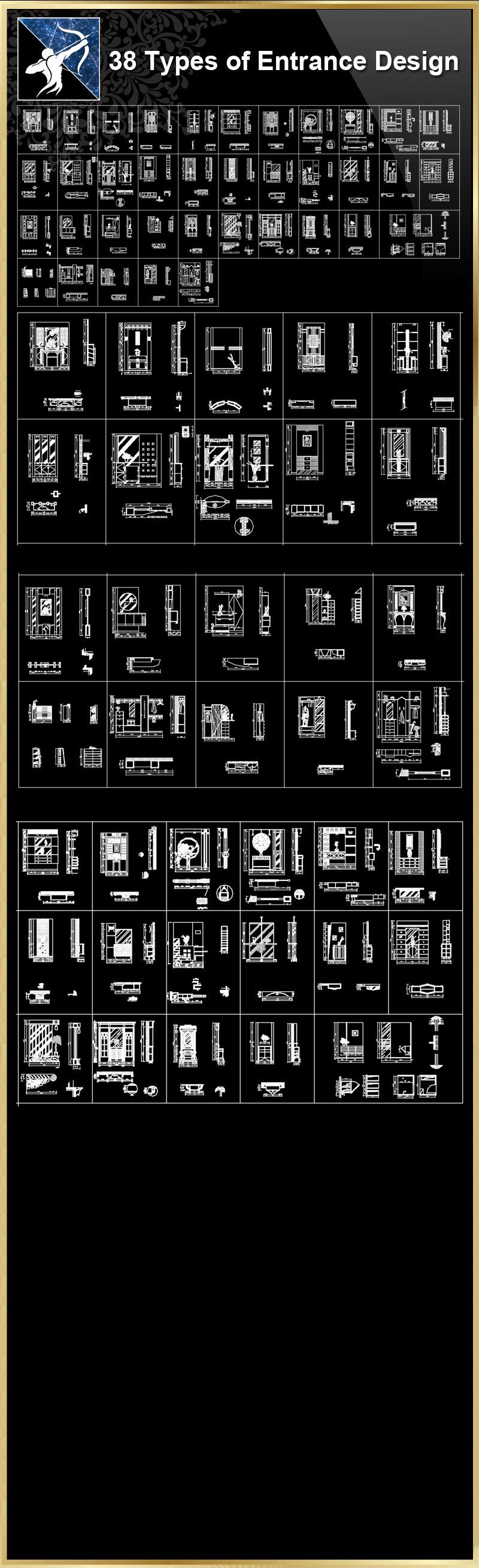 ★【38 Types of Entrance Design CAD Drawings】