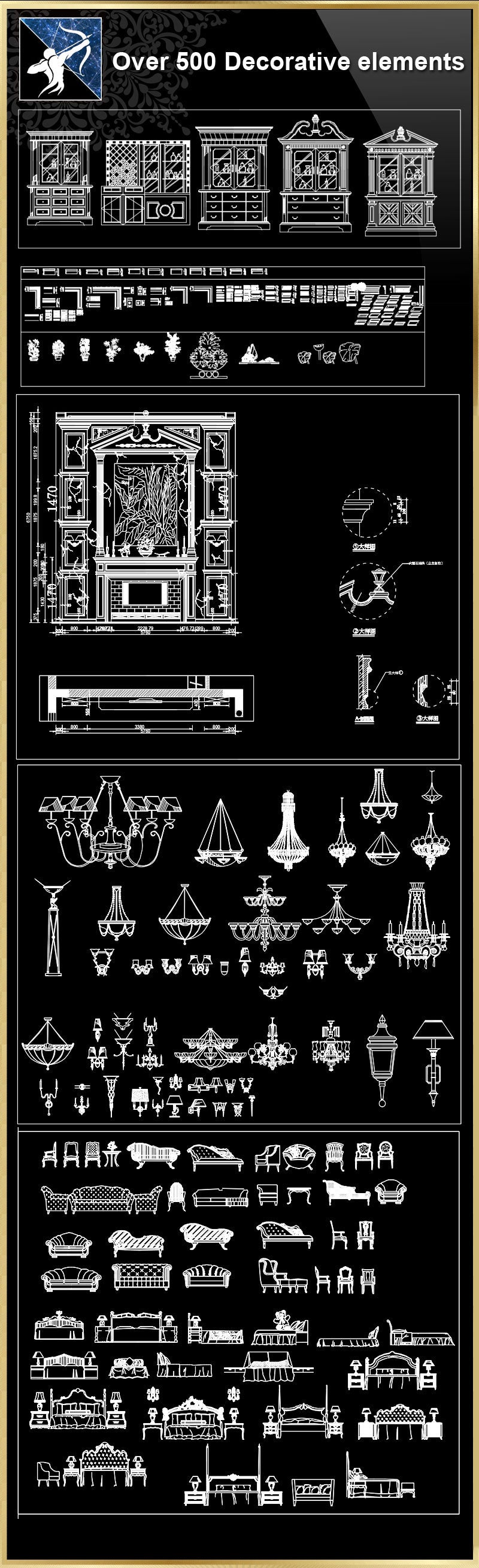 ★【OVER 500+ NEOCLASSICAL INTERIORS DECOR, DECORATIVE ELEMENTS-FRAME,PATTERN,BORDER,DOOR,WINDOWS,CABINET,LATTICE,CEILING,PAVING】