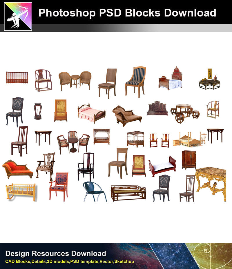 【Photoshop PSD Blocks】Chinese Furniture 2