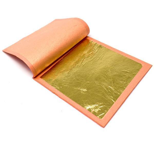 Feuilles d' or 24 K Carats Veritable Gold Leaf paper sheets 9X9cm 