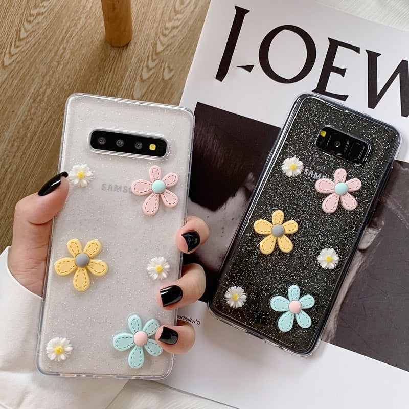 Glitter Flower Transparent Case For Samsung Galaxy Series Vivitoday