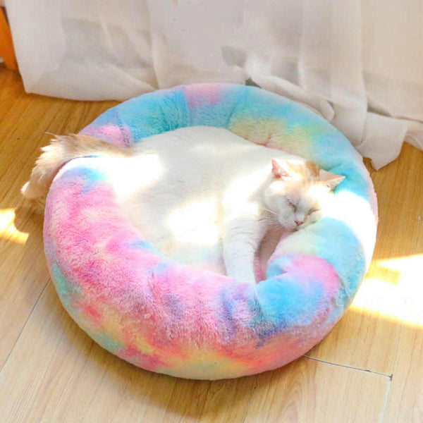 plush cat bed