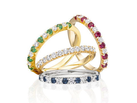 coloured gemstone eternity rings