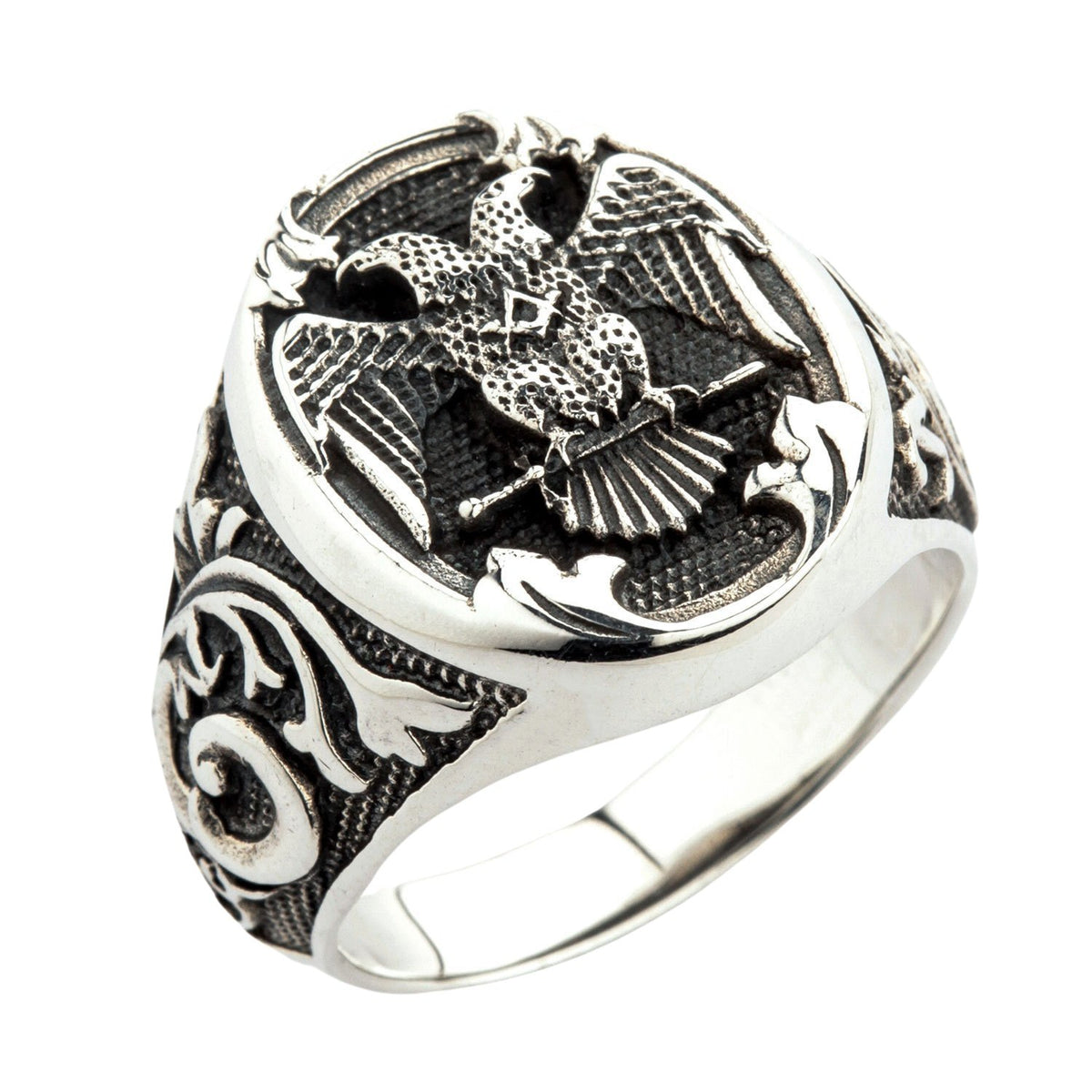 Silver Scottish Rite Double-headed Eagle Masonic Ring