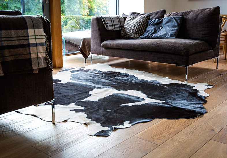 West Kerry Cowhide Rug Black White Irish Hide Designs