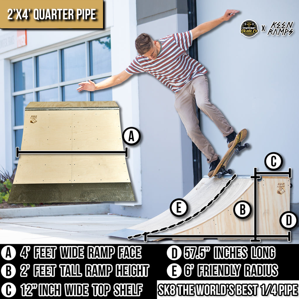 bevestigen vriendelijk privaat South Bay Skate Co - Quarter Pipe Skateboard Ramp - 2' Tall x 4' Wide - by  Keen Ramps – South Bay Board Co.