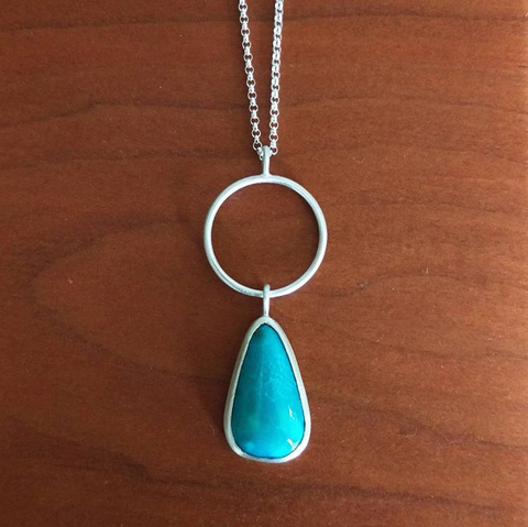 handmade modern turquoise silver necklace