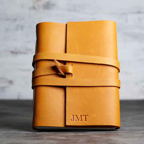 Personalized Leather Wrap Journal - Ox & Pine Leather Goods